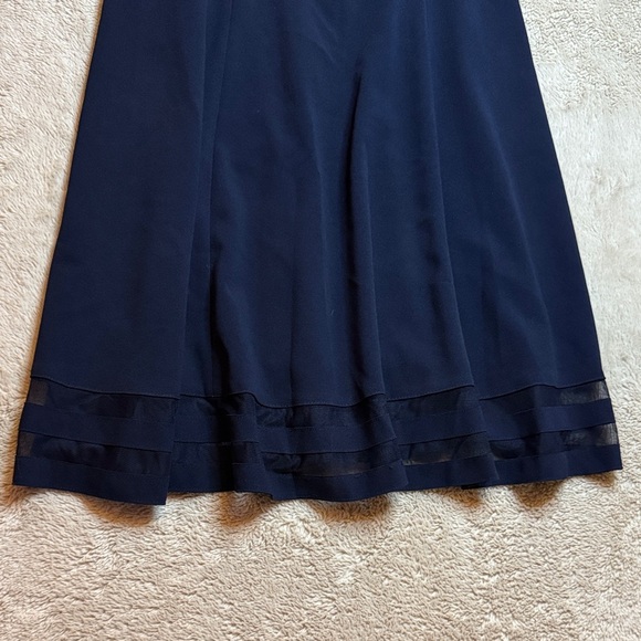 Calvin Klein Elegant Navy Midi Dress with mesh stripes sz 6 - Picture 5 of 14